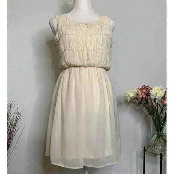 Doe & Rae plaited sheath mini Dress sleeveless cream sz small party - Picture 5 of 12